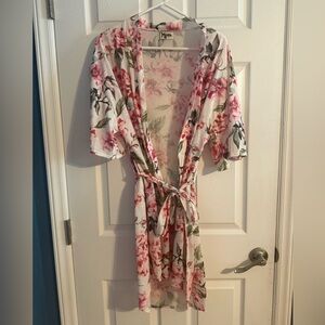 Show Me Your MuMu Floral Kimono Robe - Pink and Green